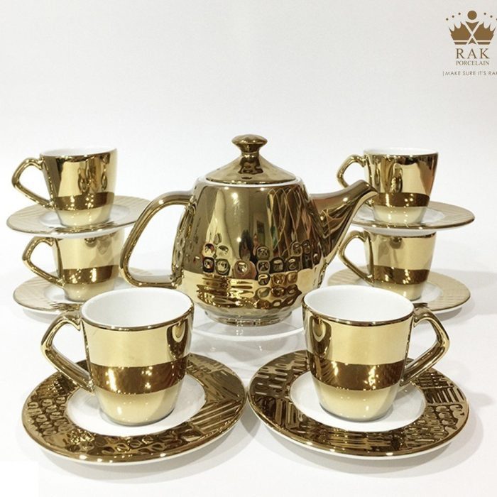 Bộ trà 0.4L Pixel vàng gương Rak Porcelain