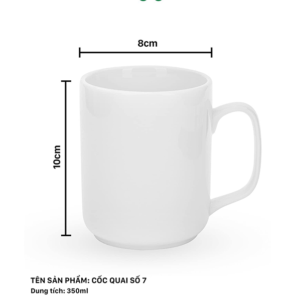 Ly Sứ Trắng in Logo - Ca Quai Số 7