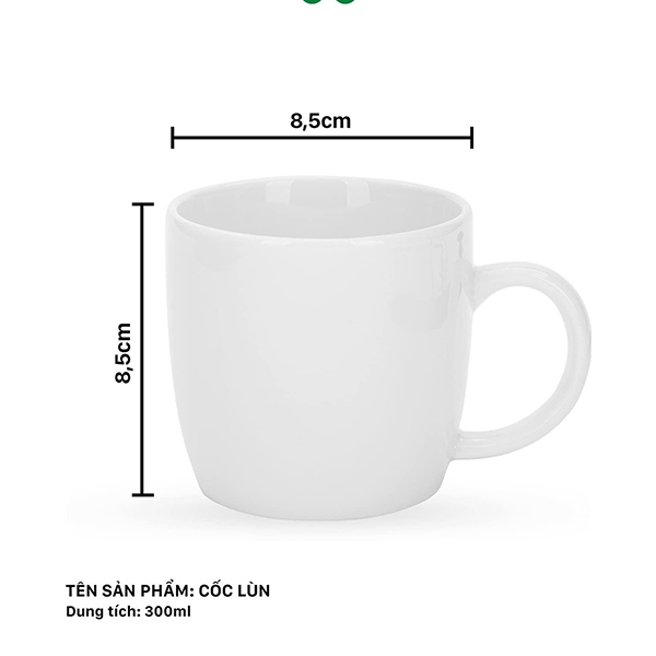 Ly Sứ Trắng in Logo - Cốc Lùn