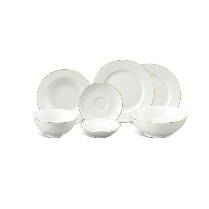 Bộ đồ ăn 10 người 36 sản phẩm Jasmine Viền chỉ vàng Minh Long 1