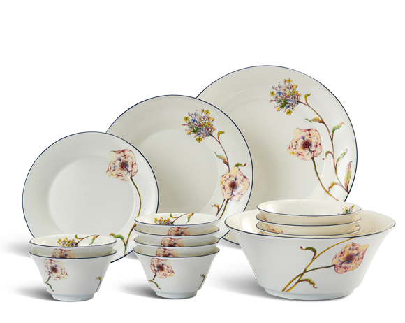 Bộ đồ ăn 14 sản phẩm Tulip Ngà Hương Đồng Minh Long 1