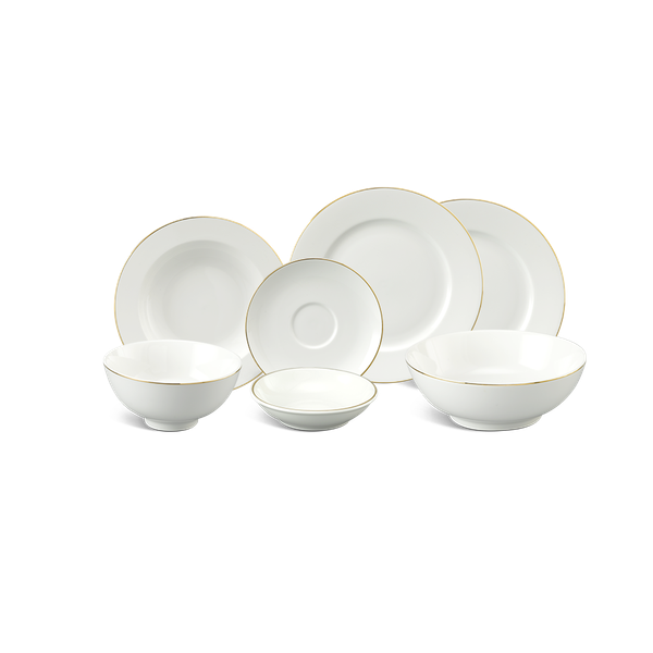 Bộ bàn ăn gốm sứ Minh Long Jasmine viền chỉ vàng