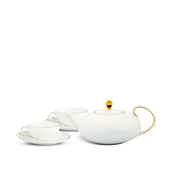 Bộ trà Elip 047 L Anna chỉ vàng gốm sứ Minh Long
