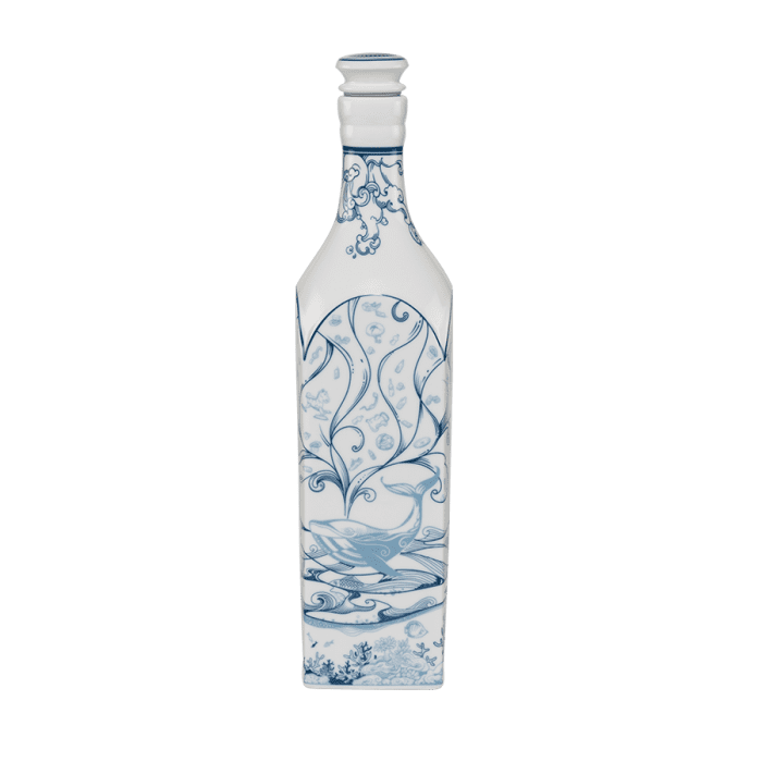 Chai sứ dưỡng sinh vuông 1.0 L + nắp - Biển Xanh