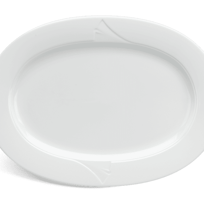 Dĩa oval 33 cm - Loa Kèn - Trắng