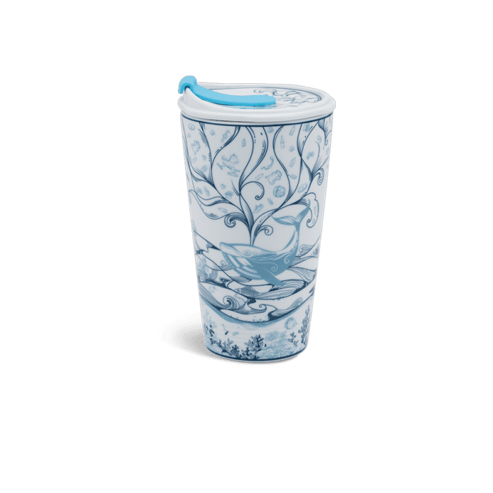 Ly sứ dưỡng sinh 0.48 L (K1) + nắp ống hút - Biển xanh