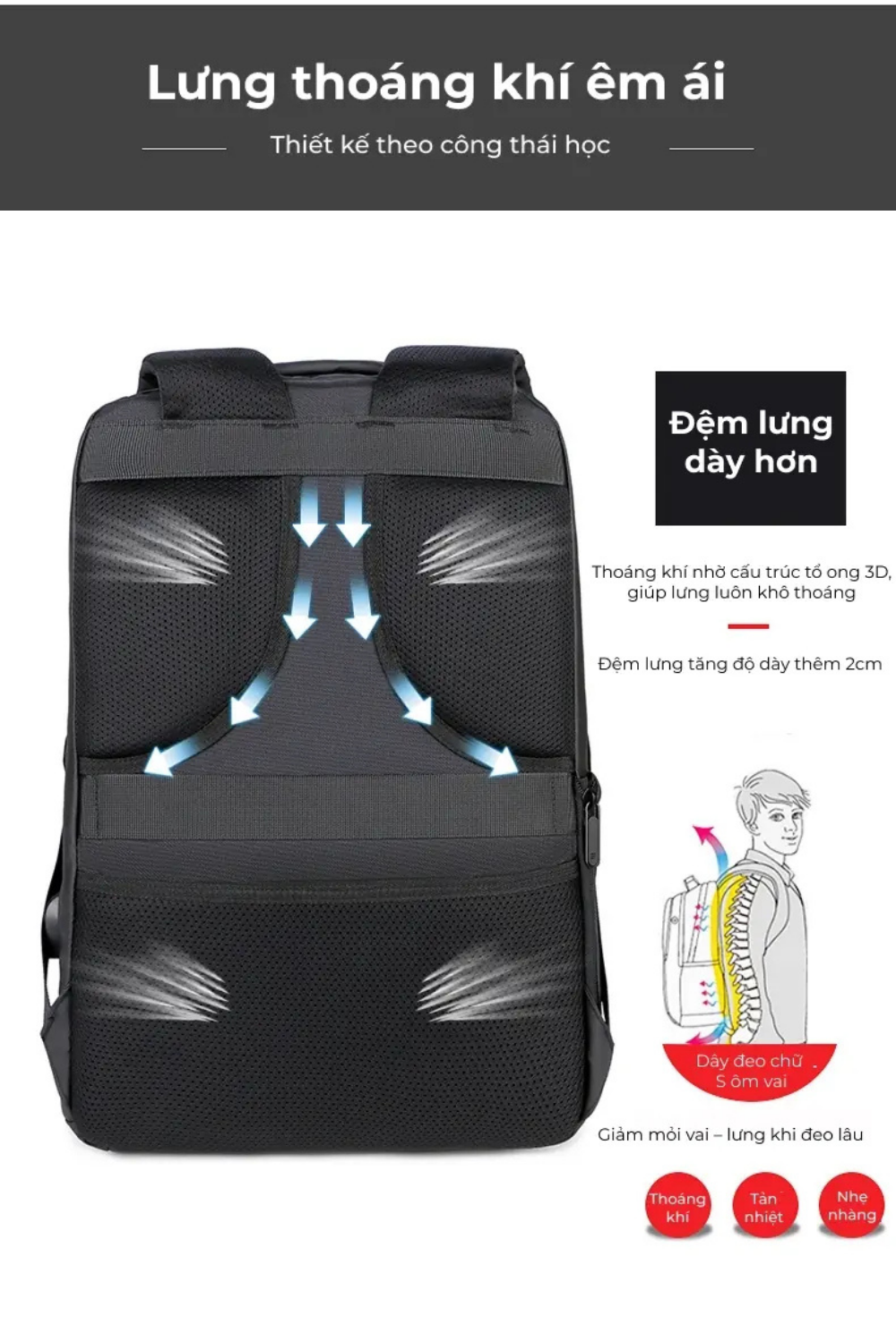 Balo Cho Doanh Nhân Hiện Đại Nhiều Tiện Ích 47x32x16 cm