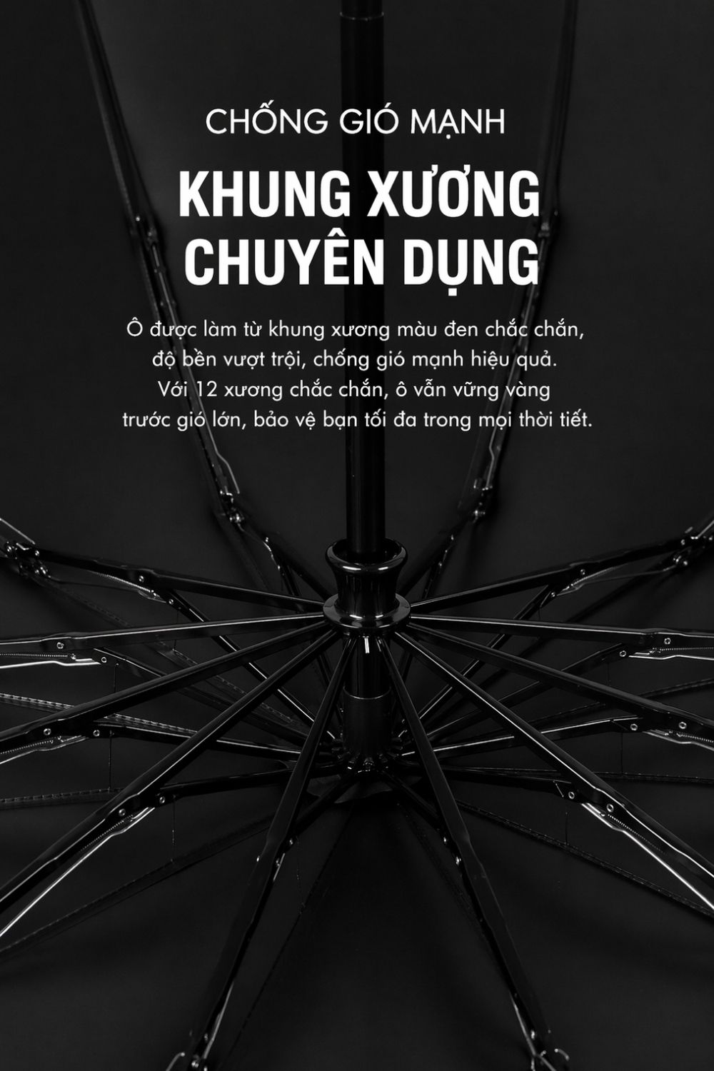Ô Dù Ngắn Cán Tròn Tặng Nhân Viên Gọn Nhẹ Tiện Lợi Đen 55-61cm