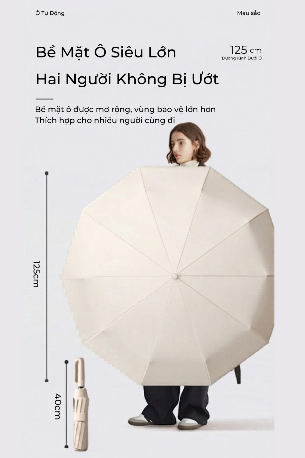 Ô Dù 12 Xương 130cm Cán Dài Kèm Bao Da Tặng Khách Hàng