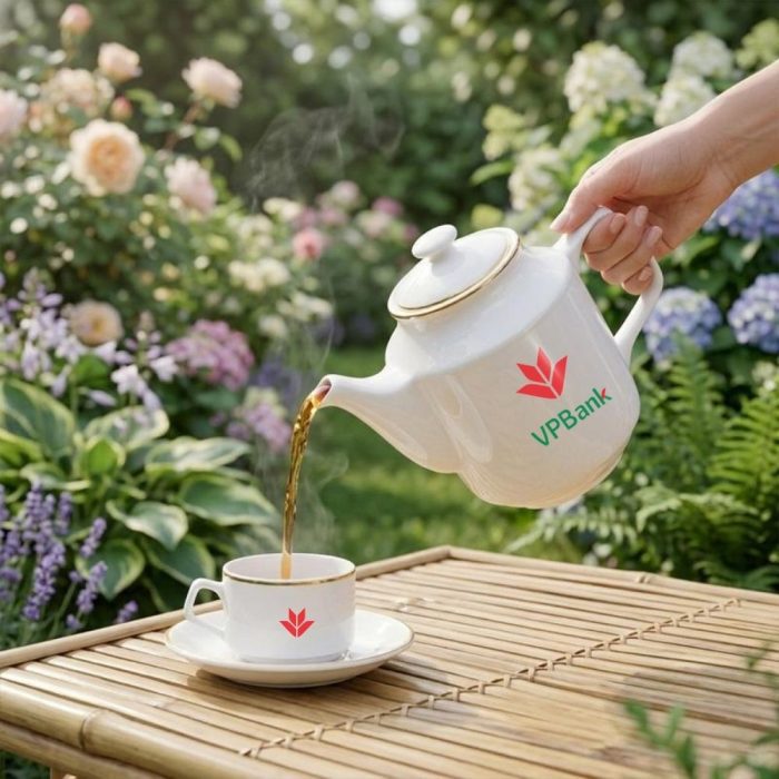 Bộ Trà 0.7L Jasmine Viền Chỉ Vàng