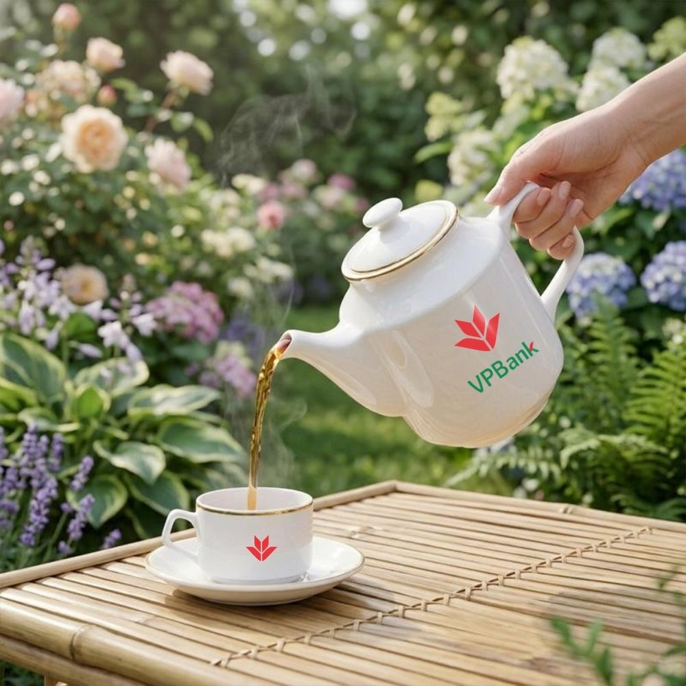 Bộ Trà 0.7L Jasmine Viền Chỉ Vàng Bộ Trà 0.7L Jasmine Viền Chỉ Vàng