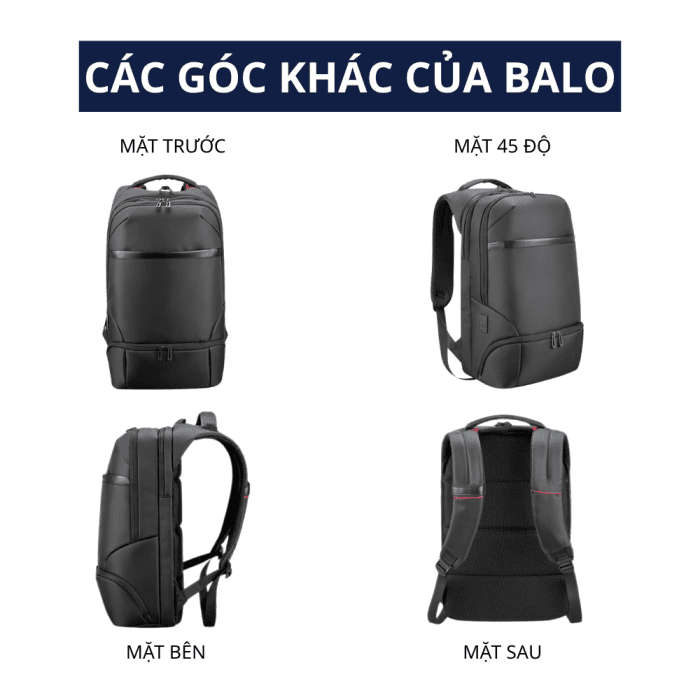 Balo Cho Doanh Nhân Dung Tích Lớn Đen 65x61x49 cm
