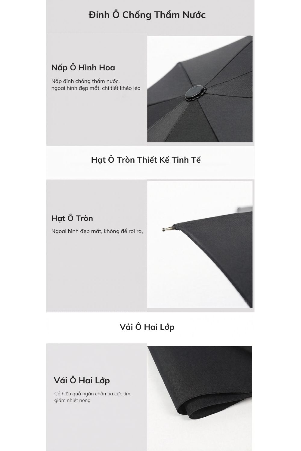 Ô Gấp Hai Lớp Thoáng Khí 108 cm Tặng Nhân Viên