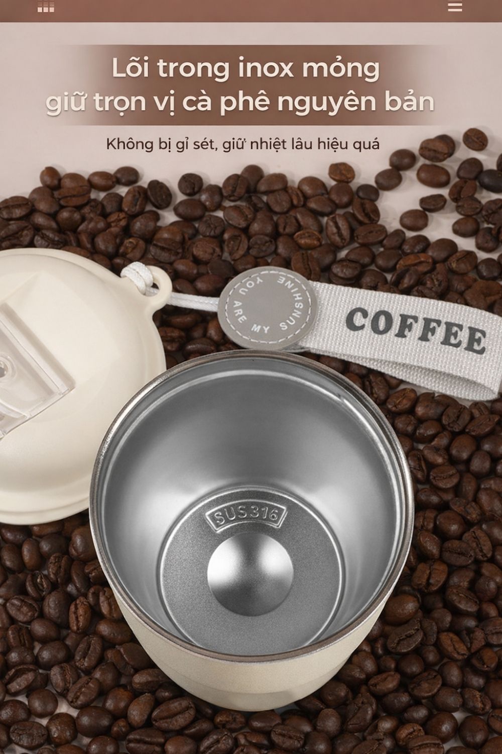 Cốc Cà Phê Giữ Nhiệt Có Quai Đeo - Quà Doanh Nghiệp Tặng Đối Tác Sự Kiện Cuối Năm