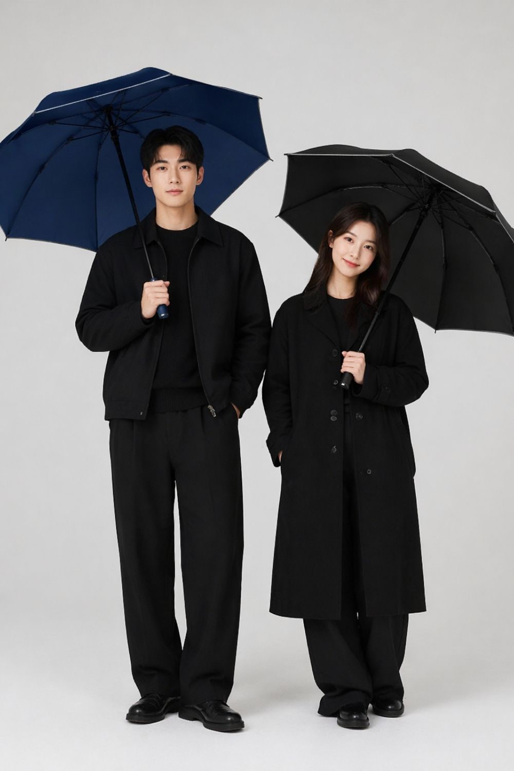 Ô Dù Ngắn Cán Tròn Tặng Nhân Viên Gọn Nhẹ Tiện Lợi Đen 55-61cm