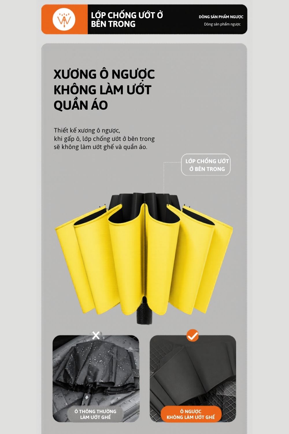 Ô Dù Tự Động Ngắn Cho Nhân Viên Có Khoá Vòng Đen 125cm