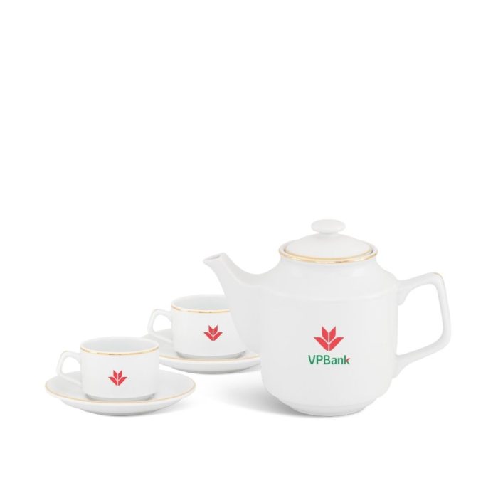 Bộ Trà 0.7L Jasmine Viền Chỉ Vàng – Quà Tặng Khách Hàng Thân Thiết Dịp Tết