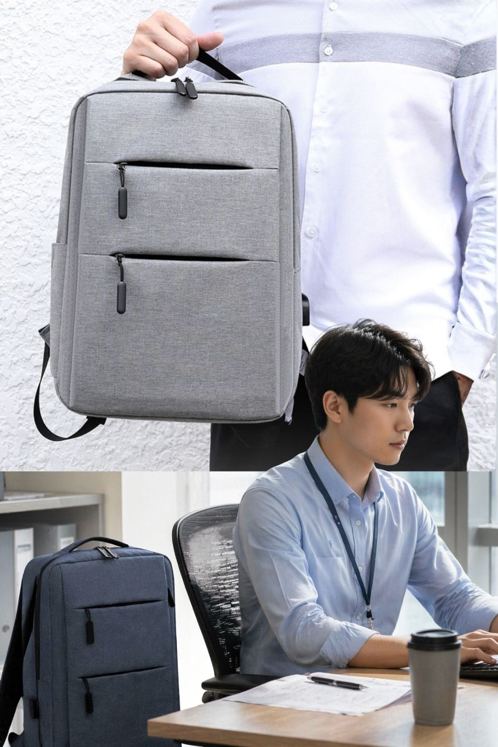 Balo In Logo Cho Nhân Viên Nhiều Ngăn Đen 40x30x14 cm