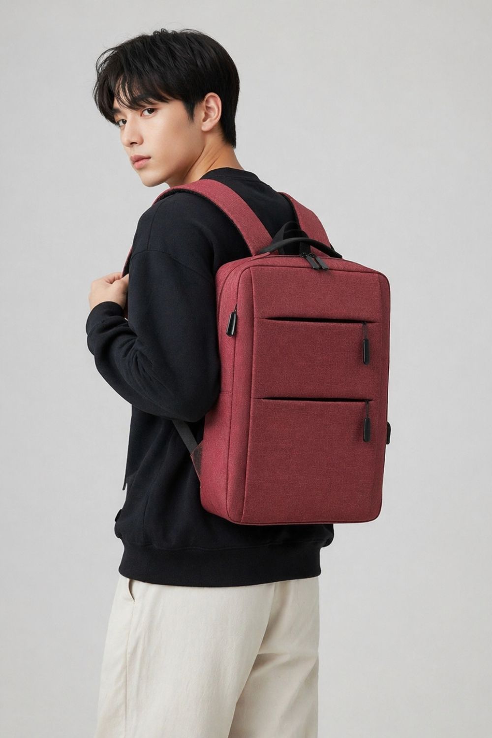 Balo In Logo Cho Nhân Viên Nhiều Ngăn Đen 40x30x14 cm