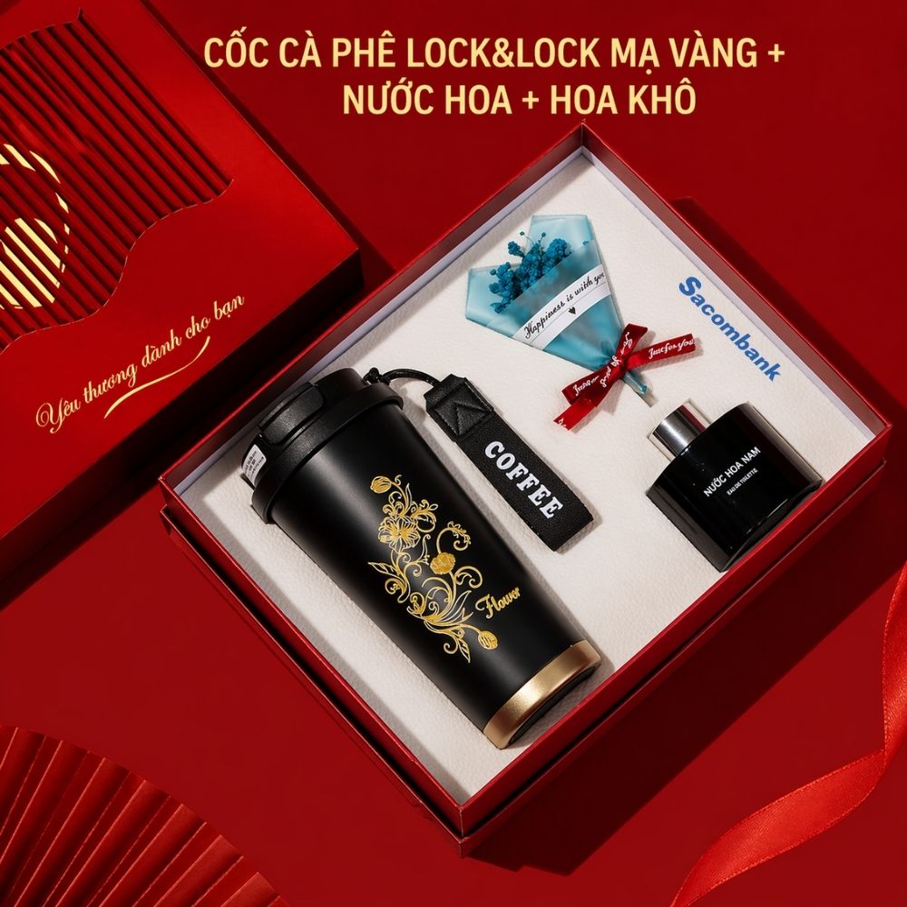 3 Set Quà Ly Giữ Nhiệt Và Ly Gốm Sứ In Hình Tùy Chỉnh - Quà Tặng Đối Tác Lớn Dịp Khai Trương