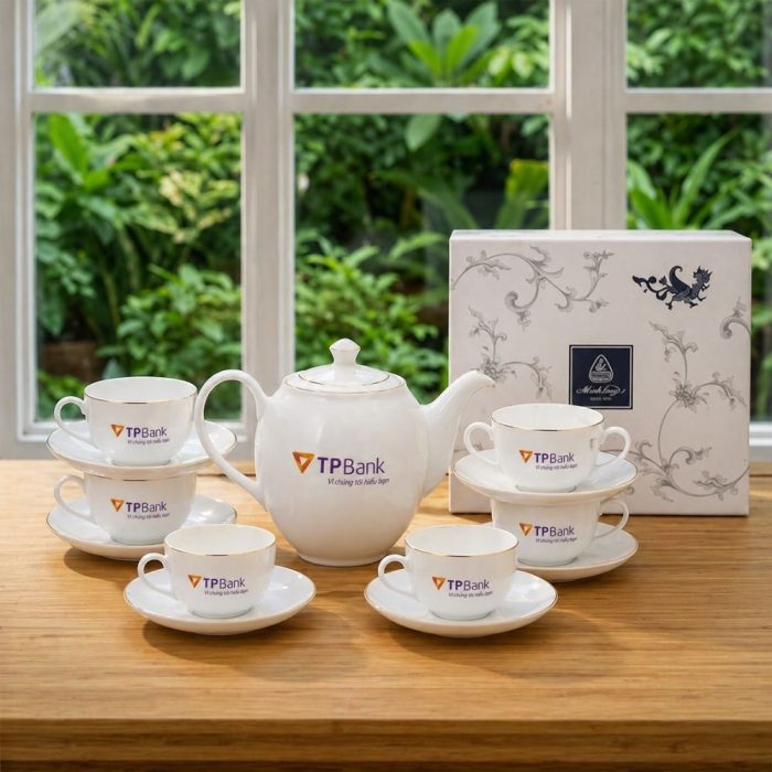 Bộ Trà 0.8L Camellia Viền Chỉ Vàng – Quà Tri Ân Khách Hàng VIP Hội Nghị