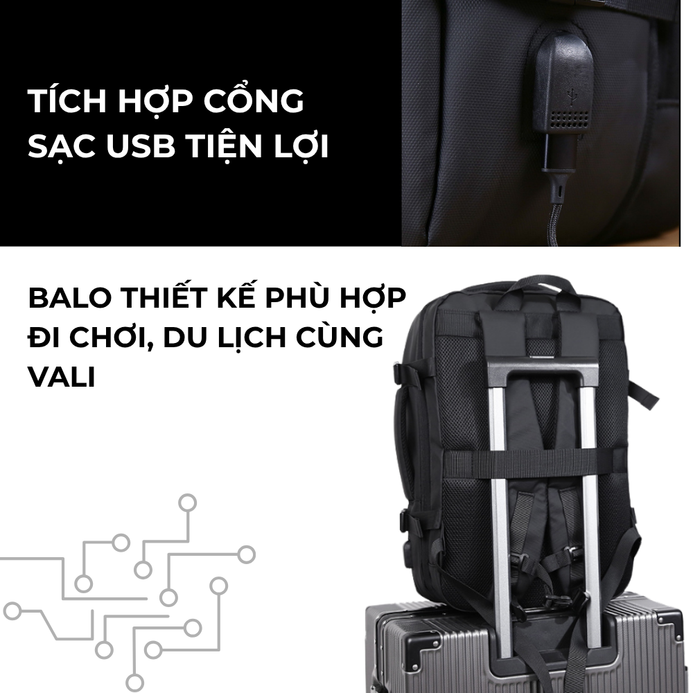 Balo Tặng Khách Hàng Đa Năng Chống Thấm Nước Đen 30x17x45
