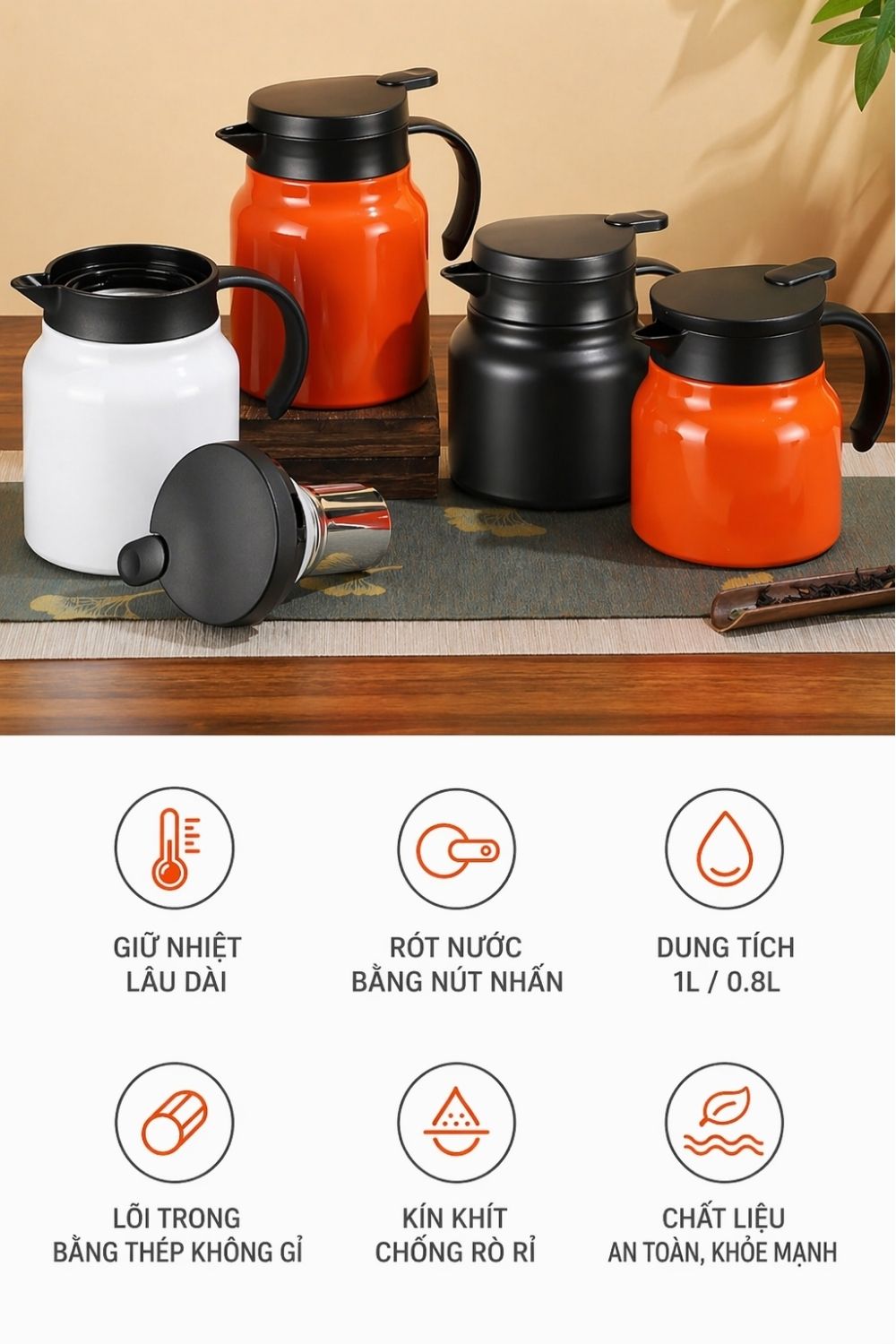 Bình Giữ Nhiệt Pha Trà Inox Có Lọc Trà - Quà Doanh Nghiệp Tặng Đối Tác VIP Cuối Năm