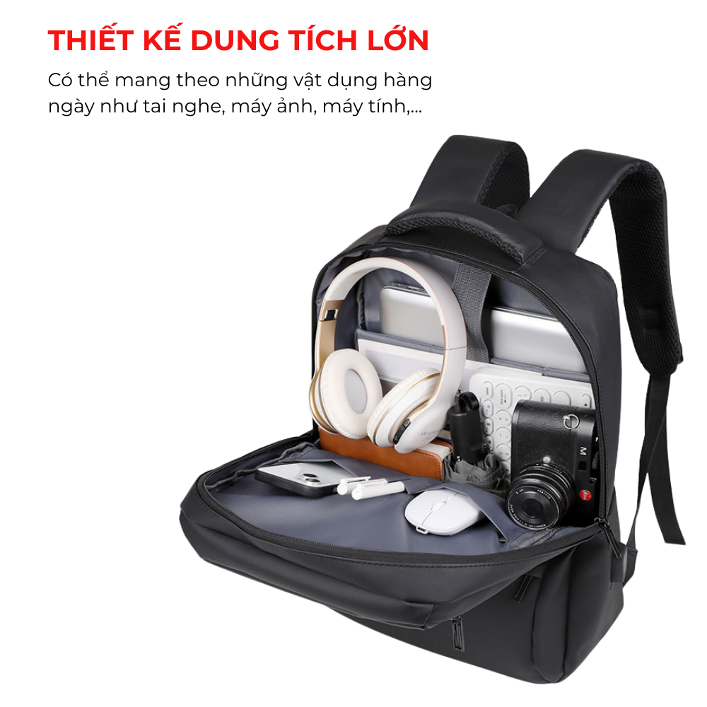 Balo Cho Đối Tác Tích Hợp Sạc USB Tiện Lợi Đen 40x30x50cm