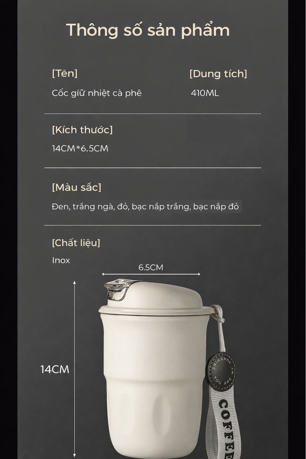 Cốc Cà Phê Giữ Nhiệt Có Quai Đeo - Quà Doanh Nghiệp Tặng Đối Tác Sự Kiện Cuối Năm