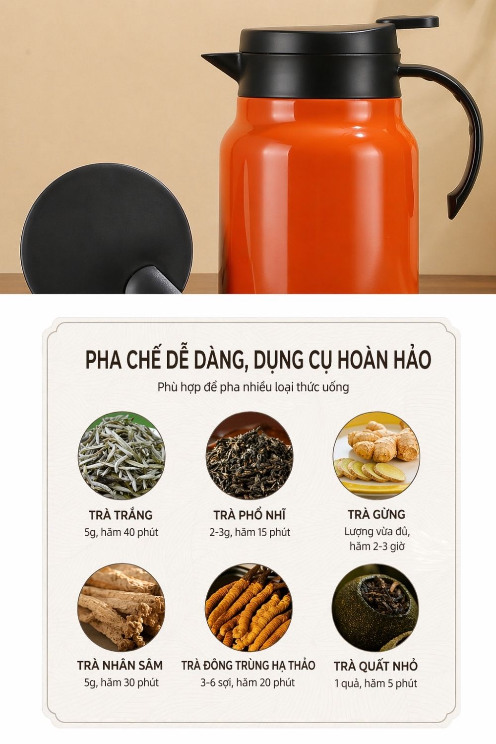 Bình Giữ Nhiệt Pha Trà Inox Có Lọc Trà - Quà Doanh Nghiệp Tặng Đối Tác VIP Cuối Năm