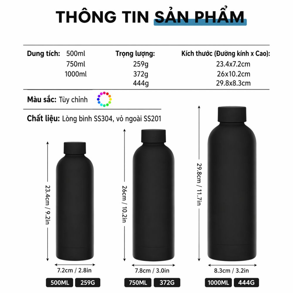 6 Bình Giữ Nhiệt Thể Thao Đa Dung Tích - Quà Tặng Kỷ Niệm Thành Lập Công Ty