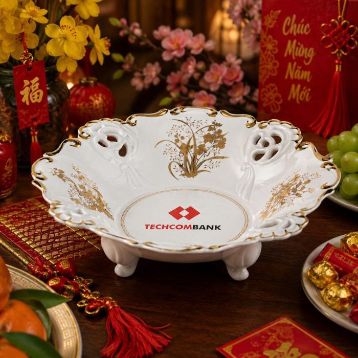 Tô Trái Cây Tiệp Viền Chỉ Vàng
