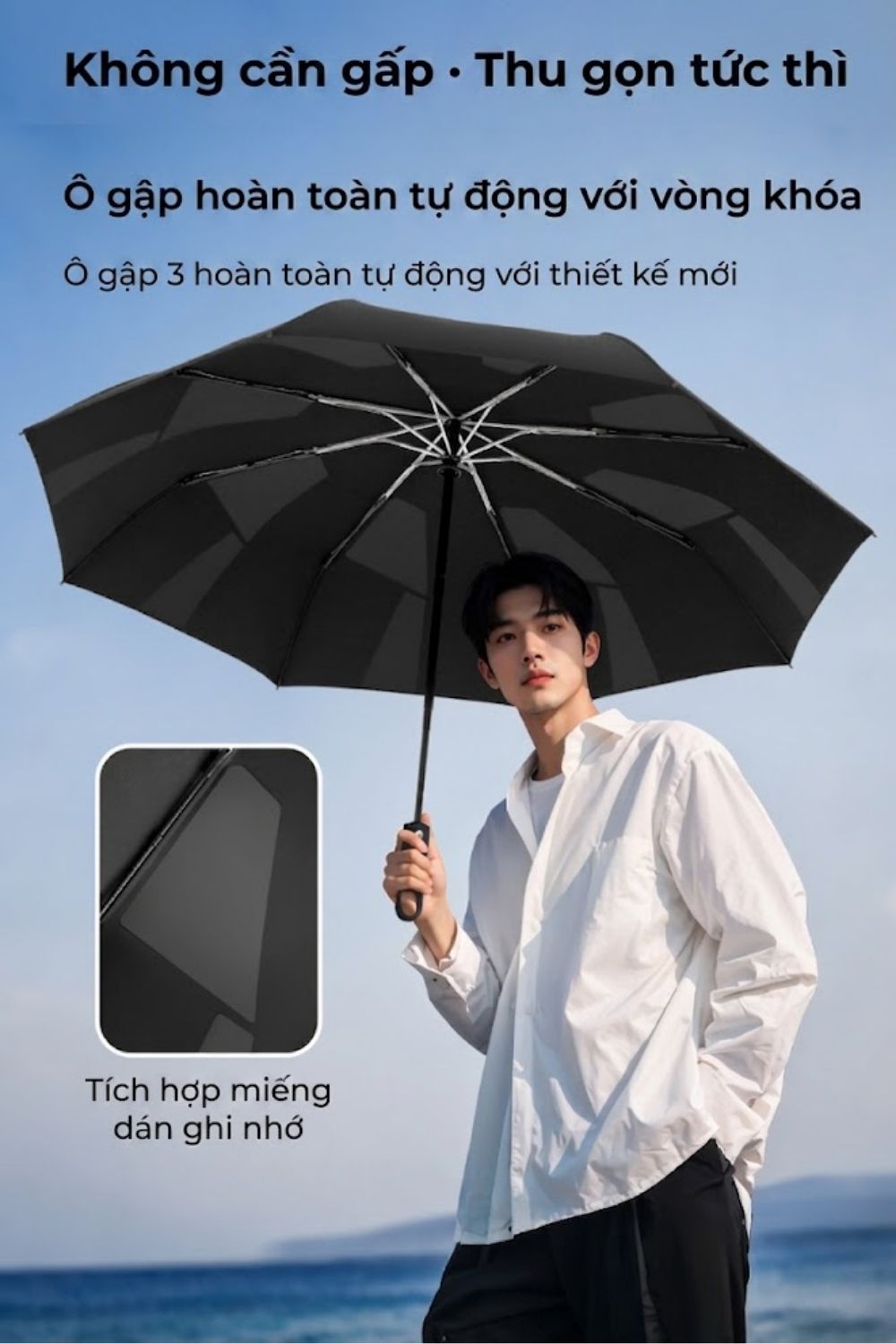 Ô Gấp Ba Tự Động Gọn Nhẹ Tặng Khách Hàng, Đối Tác 103 cm