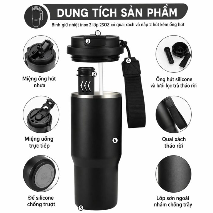Ly Giữ Nhiệt Có Quai Xách Thép - Quà Tặng Khách Hàng VIP