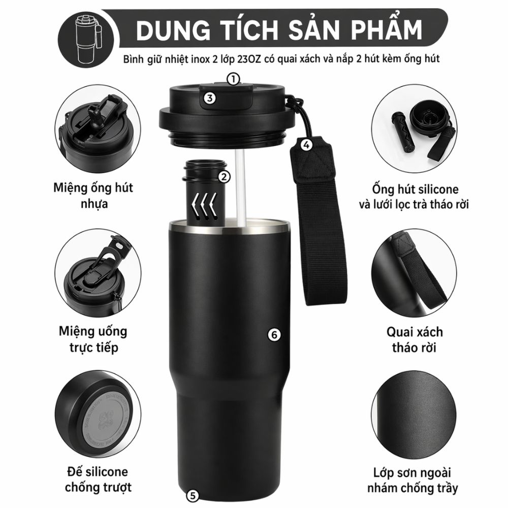 7 Ly Giữ Nhiệt Có Quai Xách Thép - Quà Tặng Khách Hàng VIP