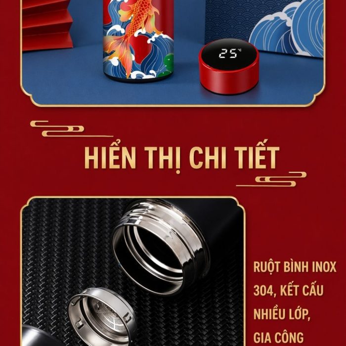 Bộ Quà Họa Tiết Cá Chép Thịnh Vượng - Quà Tết Doanh Nghiệp Tặng Khách Hàng