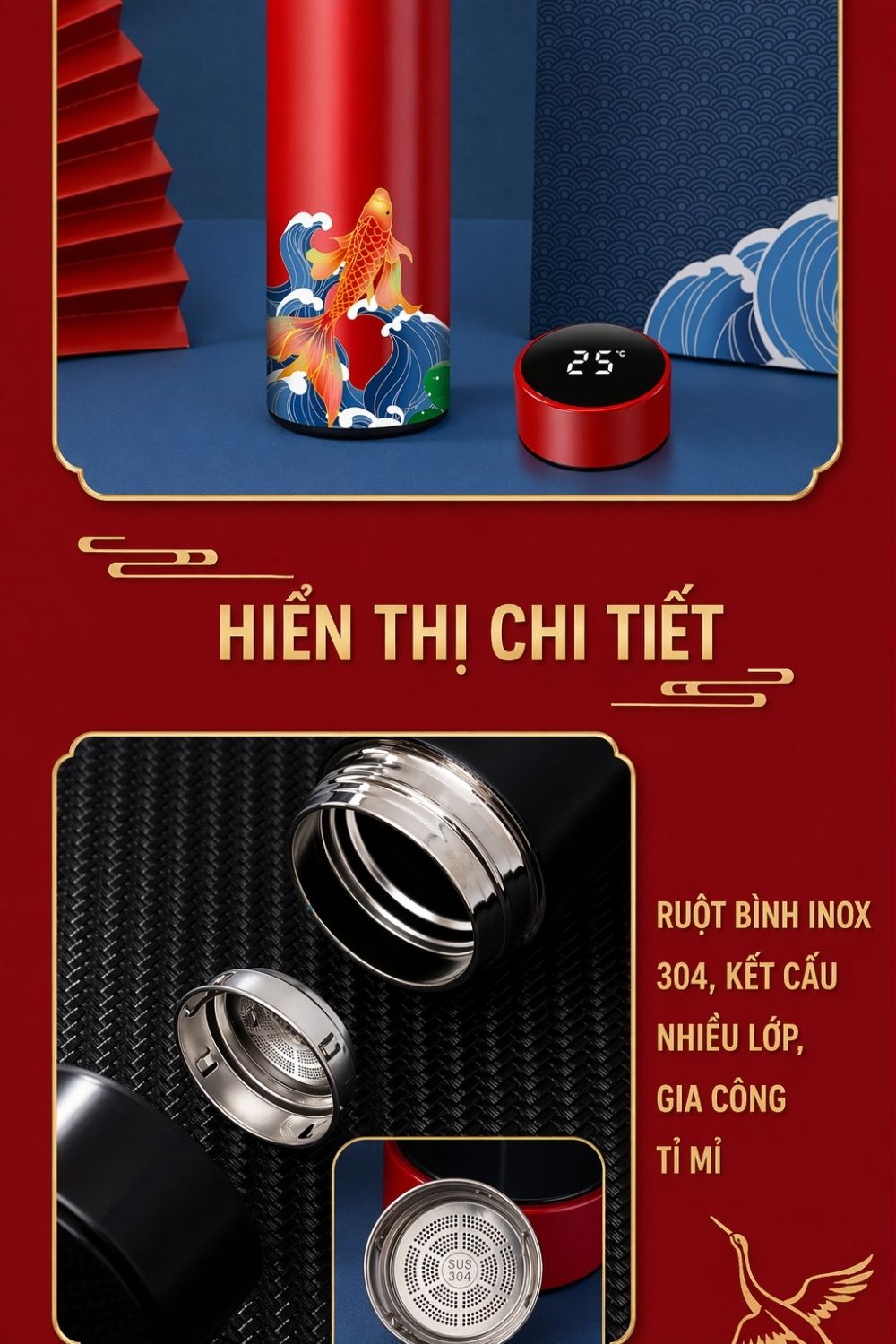 7 Bộ Quà Họa Tiết Cá Chép Thịnh Vượng - Quà Tết Doanh Nghiệp Tặng Khách Hàng