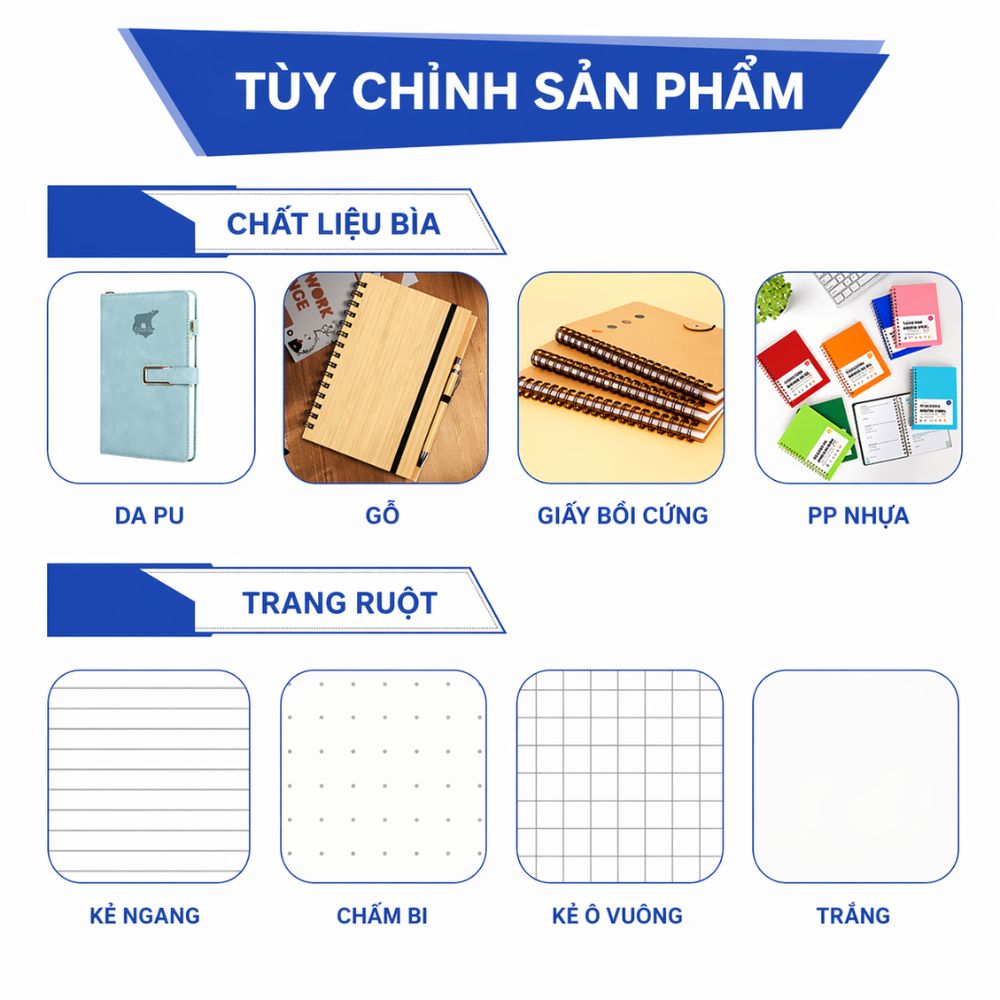 8 Bộ Quà Sổ Tay Da A5 Cao Cấp - Quà Tặng Khách Hàng VIP, Tri Ân Khách Hàng Lớn