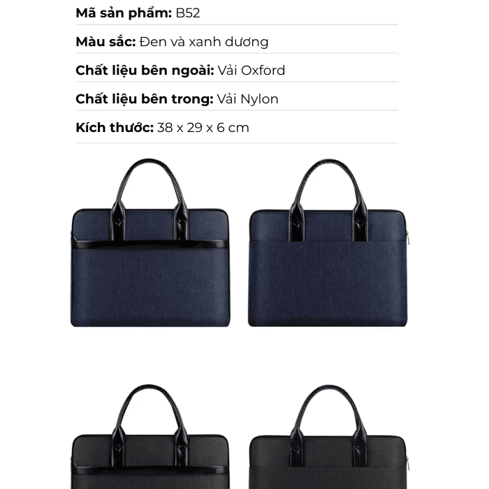 Balo Xách Tay Tặng Đối Tác Hiện Đại Chống Nước Đen 48x10x48 cm