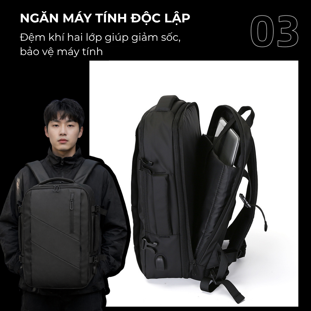 Balo Tặng Khách Hàng Đa Năng Chống Thấm Nước Đen 30x17x45