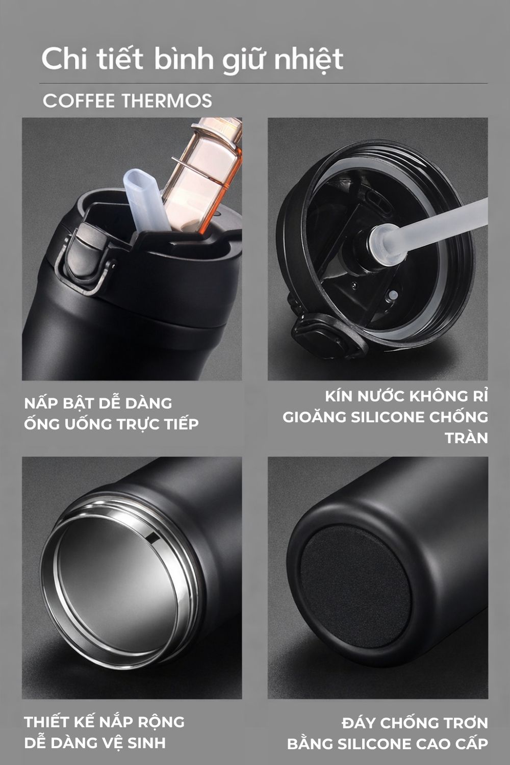 Cốc Giữ Nhiệt Ống Hút - Quà Tặng Khách Hàng Hội Nghị Tri Ân Cuối Năm