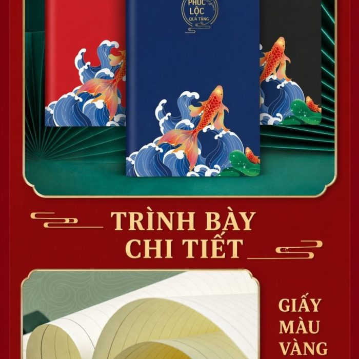 Bộ Quà Họa Tiết Cá Chép Thịnh Vượng - Quà Tết Doanh Nghiệp Tặng Khách Hàng
