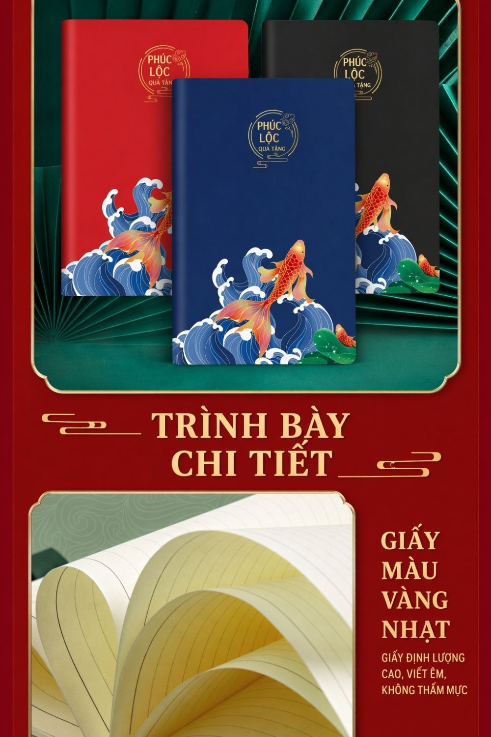 9 Bộ Quà Họa Tiết Cá Chép Thịnh Vượng - Quà Tết Doanh Nghiệp Tặng Khách Hàng
