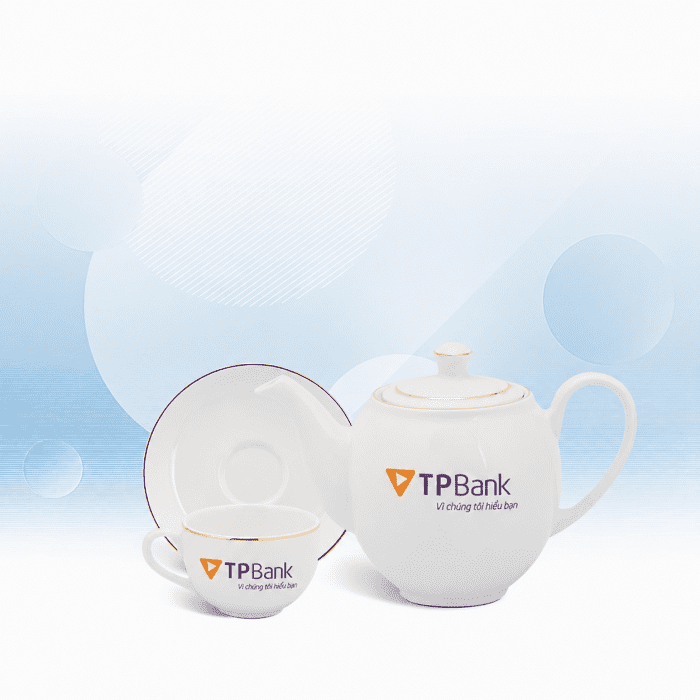 Bộ Trà 0.8L Camellia Viền Chỉ Vàng